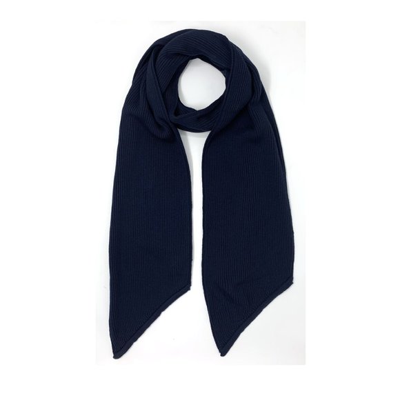 John Varvatos Collection Men's Extra Fine 4x4 Ribbed Scarf Merino Wool Dark Navy - Picture 1 of 5